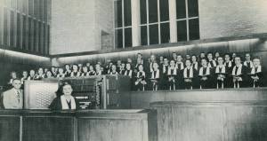 Dr. Glenn Farr, choir director, and Mable Birdsong, organist from 1920-1970