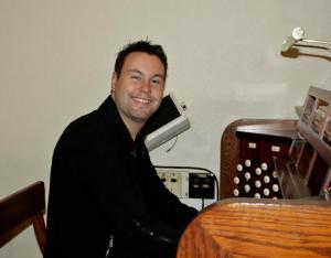 Brett Valliant at St. Luke's where he and Steve Emery demonstrated the organ to local students.
